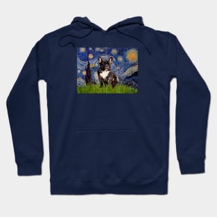 Starry Night Adaptation with a French Bulldog (brindle) Hoodie